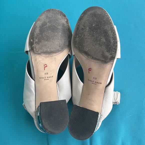 Cole Haan Grand Series Anastasia City White Criss Cross Snake Skin Heels 8B - Picture 7 of 7